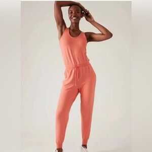NEW Women Athleta Balance Soft Tencel Sleeveless Jumpsuit Soft Persimmon S